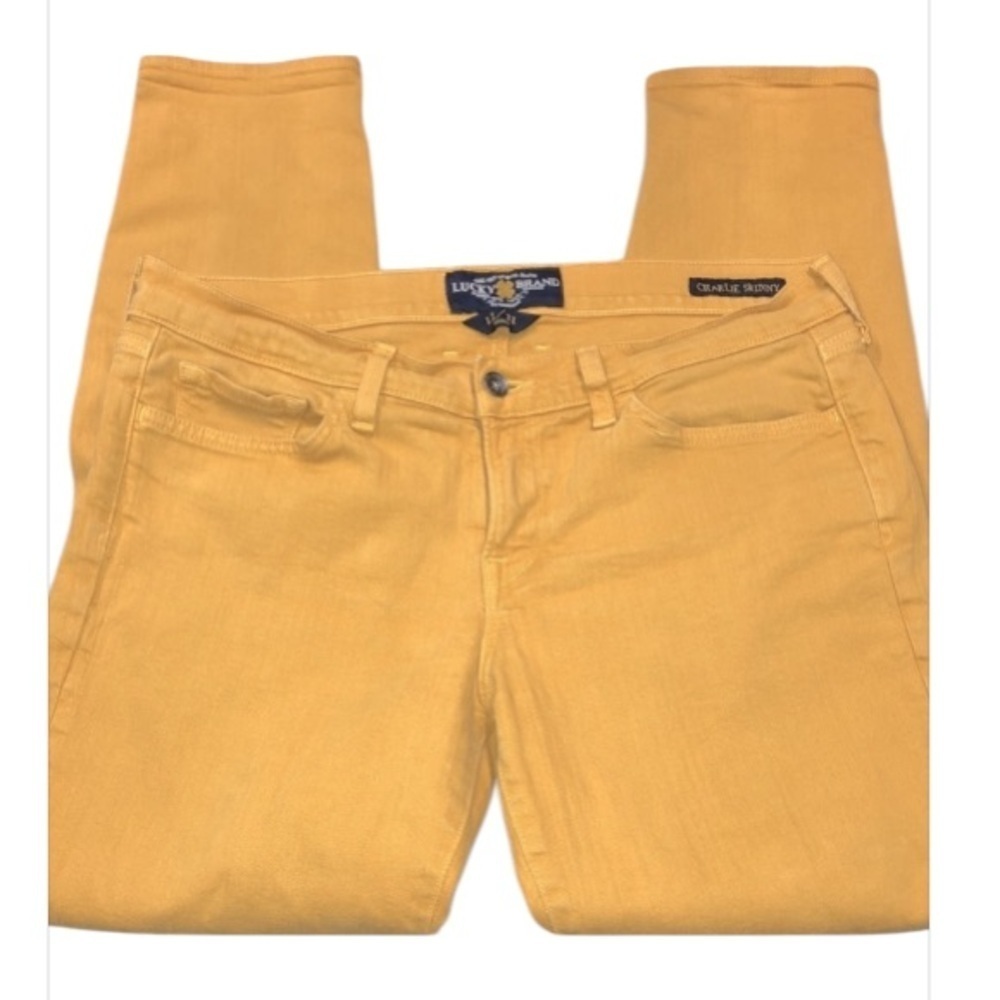 Lucky Brand Charlie skinny ankle jeans in mustard color size 12/31